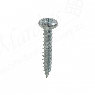 10 x 1 1/4" Twinthread Round Head Bright Zinc Pozi Screws (Box 200)