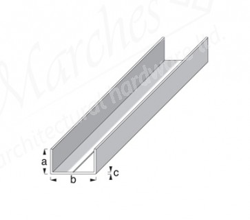 Rectangular U Profile 1m x 11.5mm x 19.5mm x 1.5mm - Aluminium 