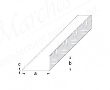 1m x 53.6mm x 29.5mm Unequal Sided Angle (Checkerplate) - Aluminium