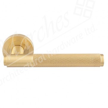 Carlisle Syntax Lever on Round Rose - Satin Brass