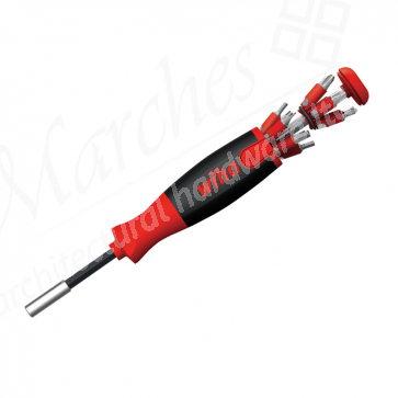 Wiha LiftUp 25 Magnetic Screwdriver with Bit Magazine (SL, PH, PZ, TX, Hex)