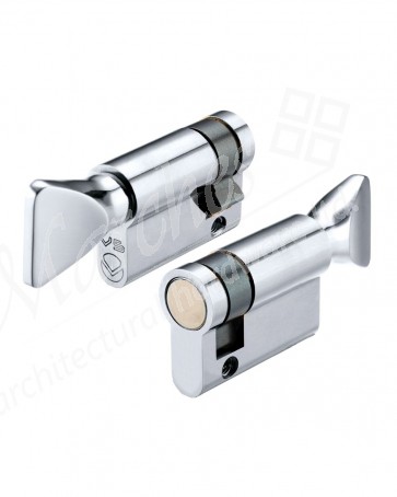 40/10 Half Thumbturn Euro Cylinder - Polished Chrome