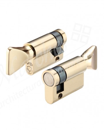 30/10 Half Thumbturn Euro Cylinder - Polished Brass