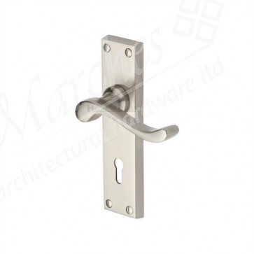 Scroll Lever Lock Handle - Satin Nickel
