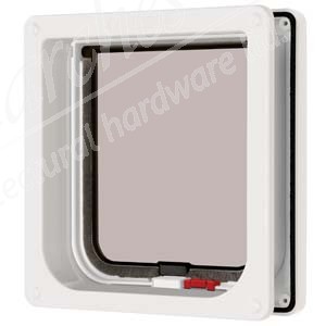 White Lockable Cat Flap with Door Liner
