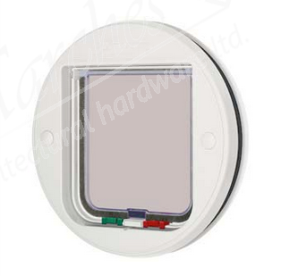 Locking Cat Flap for Glass - White