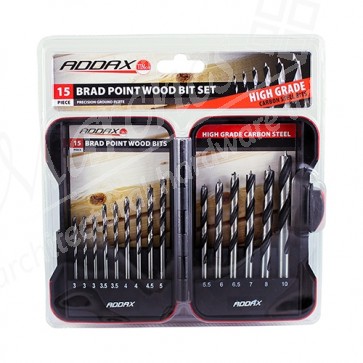 15 Piece HSS Brad Point Wood Drill Bit Set