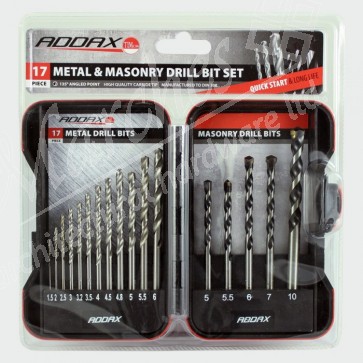 17 Piece HSS (12) & Masonry Drill (5) Bit Set