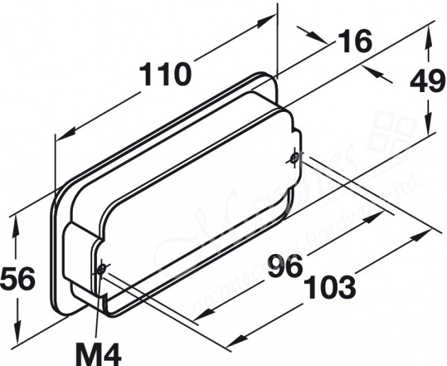 Flush Handle 110x56mm Matt Chrome Flush Pull Handles