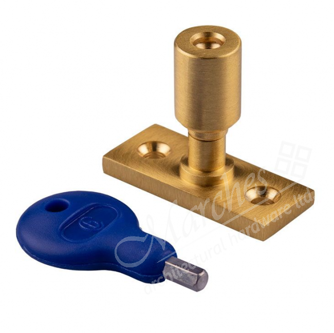 Locking Stay Pin + Key Satin Brass Window Stay Pins Casement