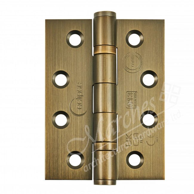 Eclipse 4" Fire Rated Ball Bearing Butt Hinge (Pair) Antique Brass Butt Hinges Hinges