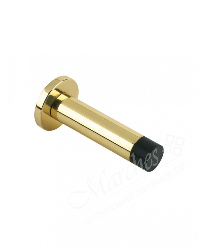 Cylinder Door Stop with Rose 70mm Polished Brass Door Stops Door