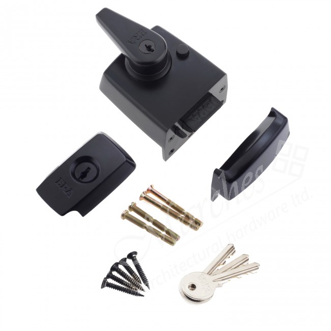 British Standard Security Night Latch 60mm Backset Black Night