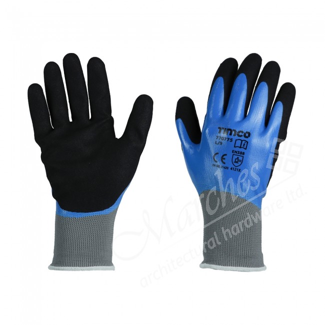 Waterproof Nitrile Palm Gloves Various Sizes Safety, Cleaning