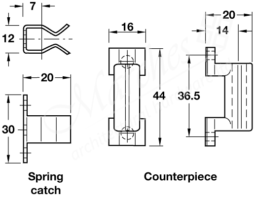 Spring catch - Cabinet carcase and plinth fittings - Kitchen fittings ...