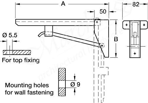 L/d Fold Bracket Hebgo 580x178mm - Brackets - Shopfitting Components ...