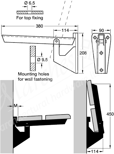 Bench Fold Bracket Hebgo 380mm - Brackets - Shopfitting Components ...