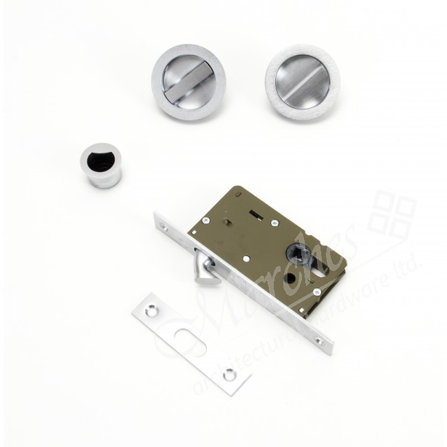 Sliding/Pocket Door Locking Set Satin Chrome Pocket Door Systems