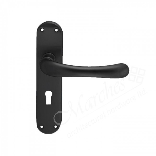 Ibra Lever Handle Set Matt Black Lever Handles on Backplate Door Handles Door Furniture