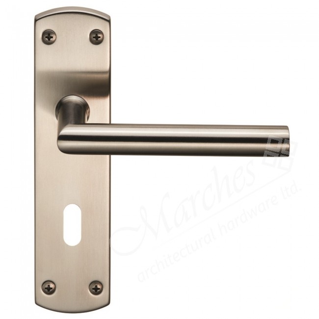 Eurospec Mitred Lever Lock Handle SSS Lever Handles on Backplate