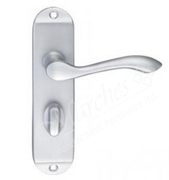 Zinc Oval Lever Bathroom Set Satin Chrome Lever Handles on