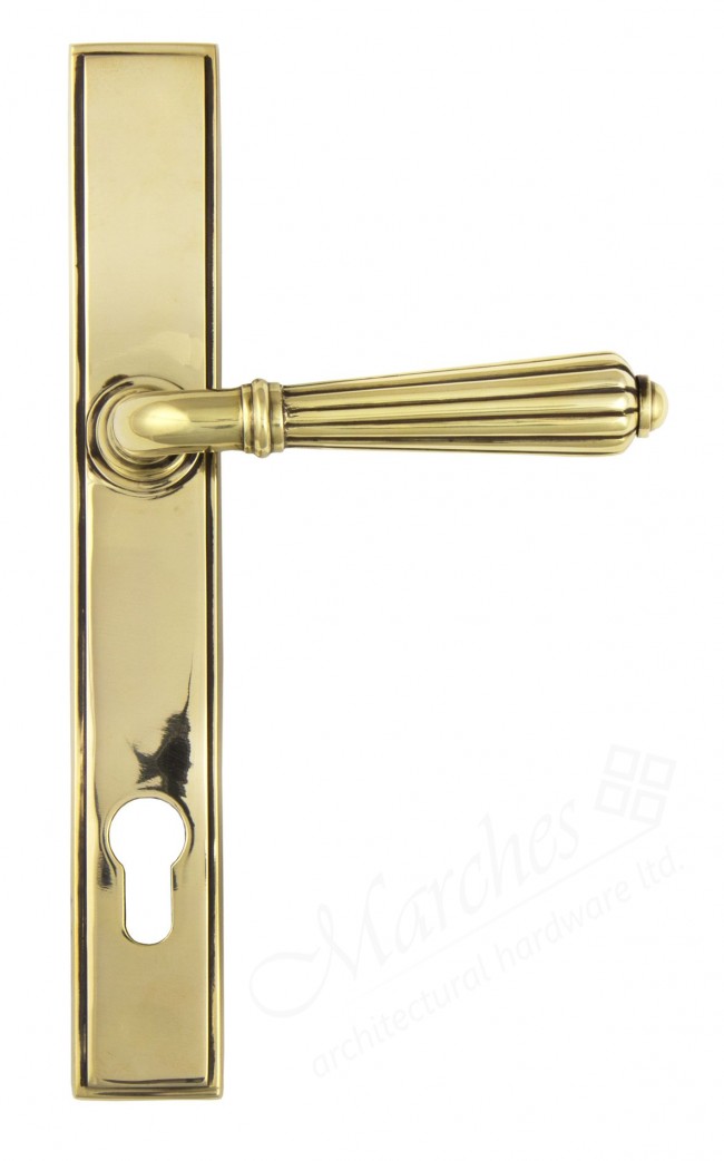 Hinton Slimline Lever Espag. Lock Set Aged Brass Espagnolette Door