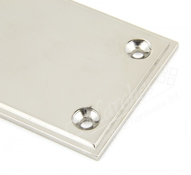 Large Art Deco Finger Plate Polished Nickel Kick & Finger Plates