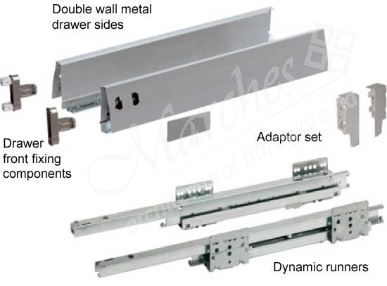 Dwd Metal Drawer Side Pkd Set 500mm Moulded Plastic Drawer