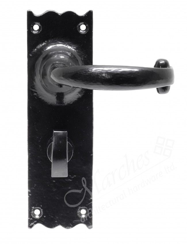 Cottage Door Handle Sets Black Lever Handles on Backplate Door