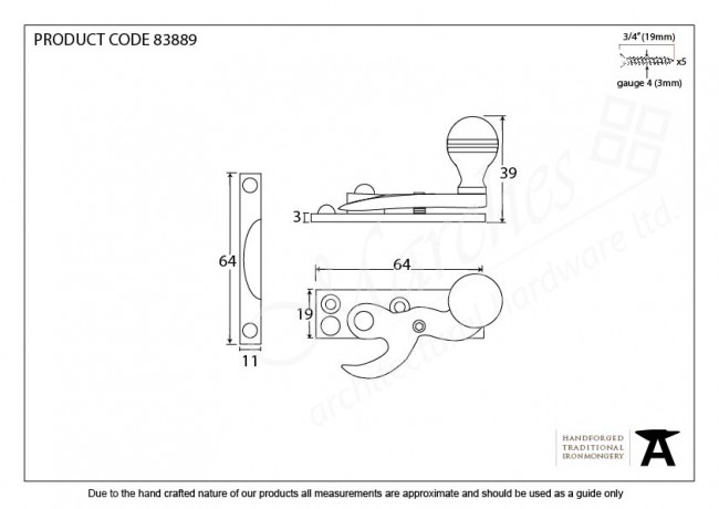 Prestbury Standard Hook Fastener - Polished Brass - Sash ...
