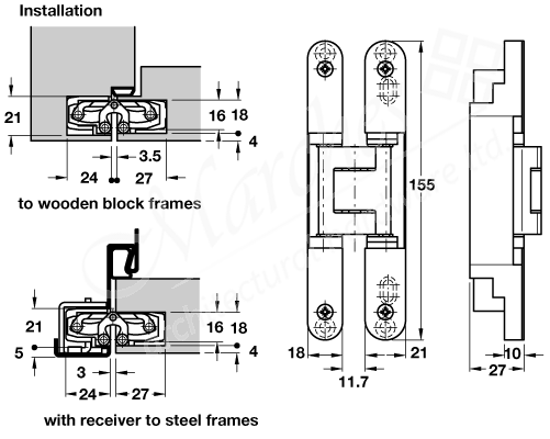 Tectus TE 240 3D hinge - Concealed - Mortice Hinges - Ironmongery ...