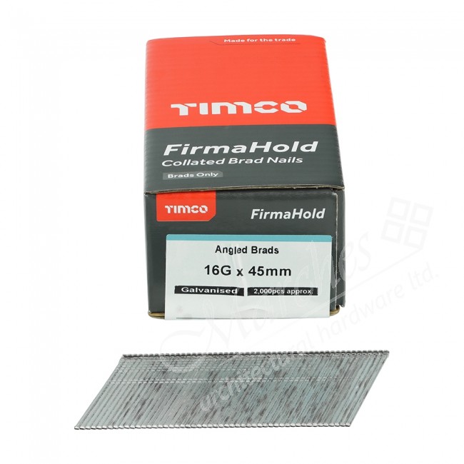 45mm Angled Brad Nails 16G (2000) Galvanised Air & Gas Gun Nails