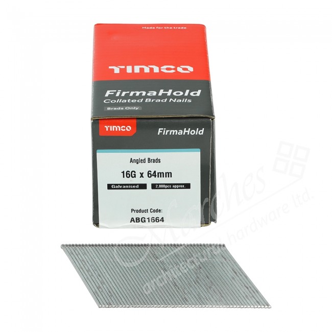 64mm Angled Brad Nails 16G (2000) Galvanised Air & Gas Gun Nails