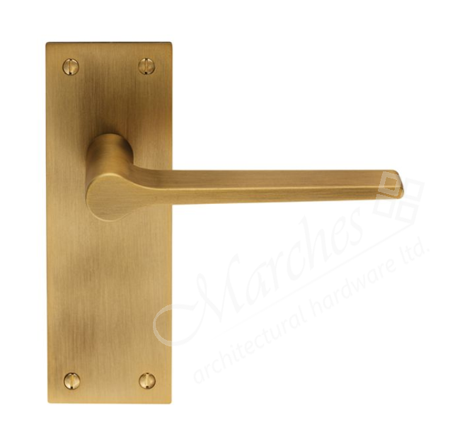 Velino Lever Latch Handle Antique Brass Lever Handles on Backplate