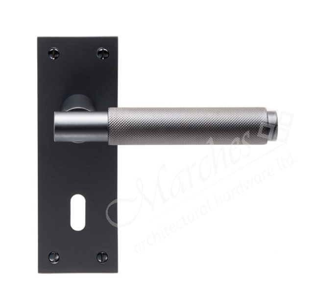 Varese Knurled Lever Lock Handle Matt Black Lever Handles on