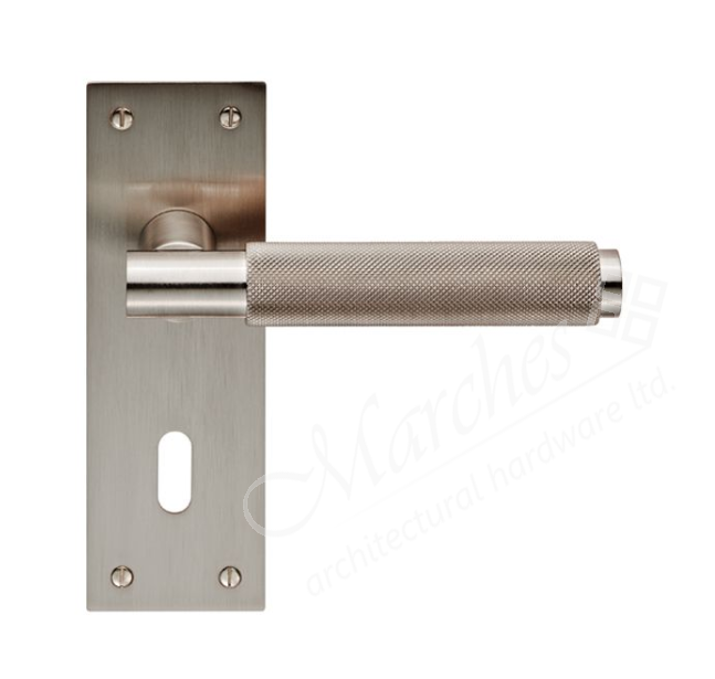 Varese Knurled Lever Lock Handle Satin Nickel Lever Handles on