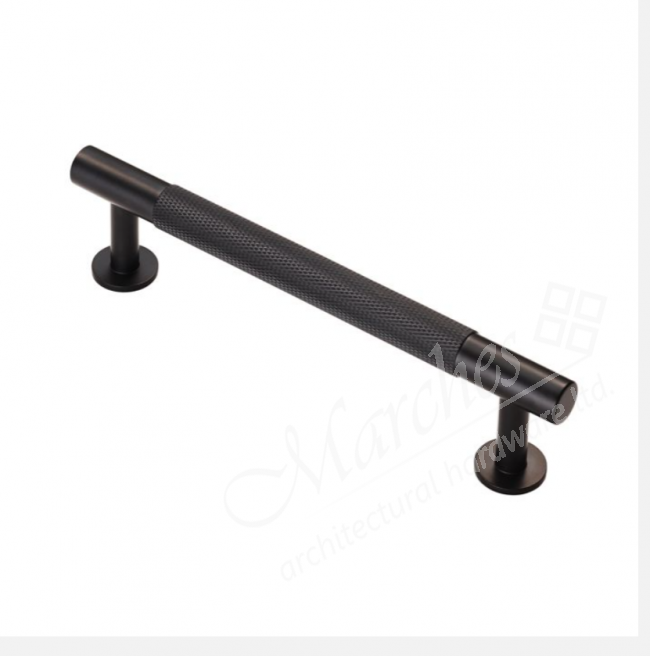 Knurled Pull Handle 158mm (128mm cc) Matt Black Fittings