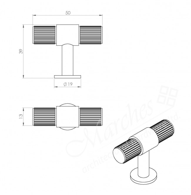 Lines Tbar Knob Various Finishes Brass Knobs Knobs