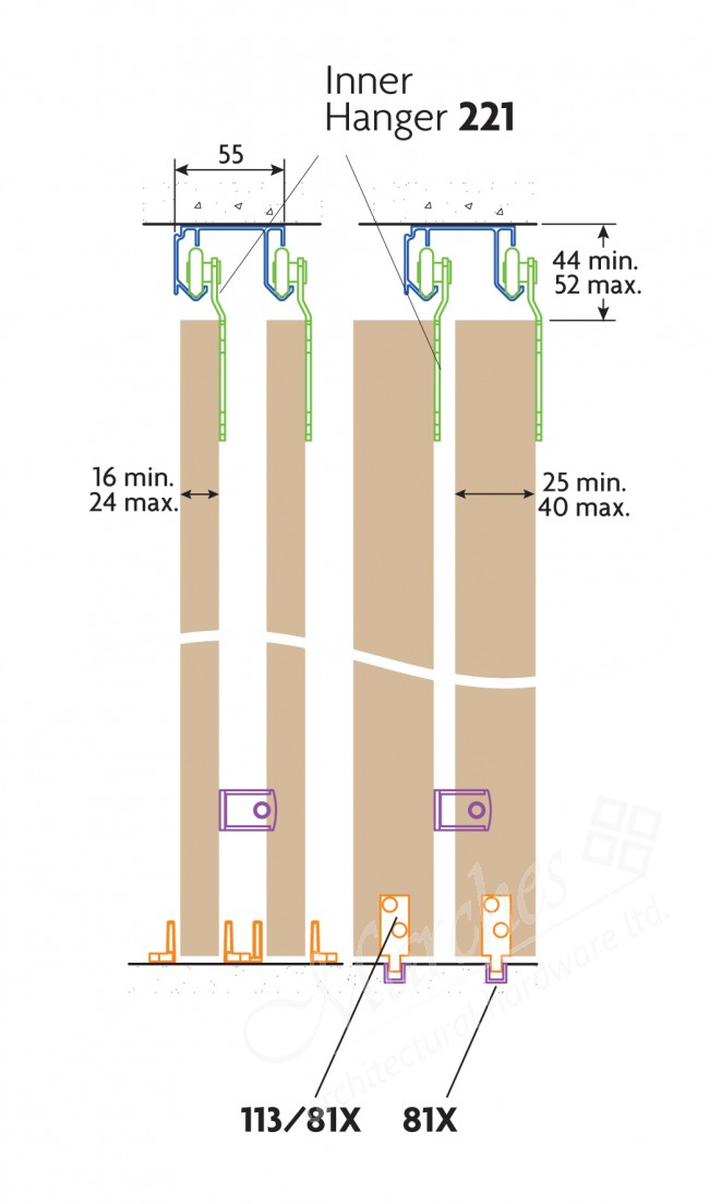 W18 Double Top Wardrobe Sliding Door Track 1.8m Residential