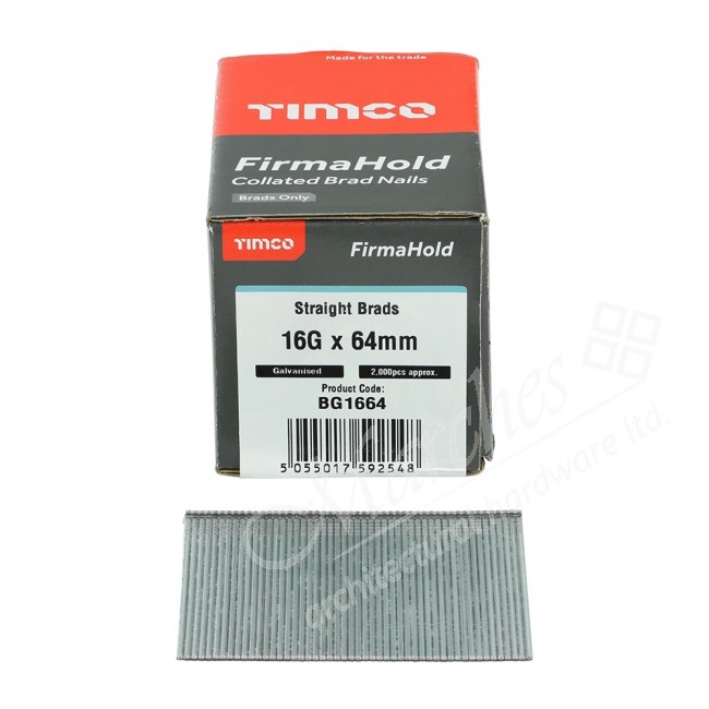 Galvanised Airgun Straight Brad Nails 16G (2000) Various Lengths