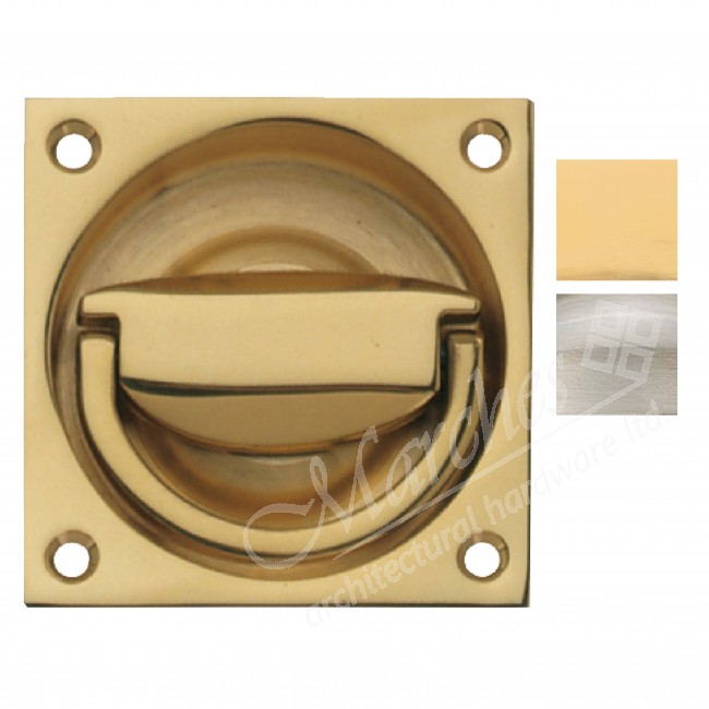 Flush Ring Pull Handle to Operate Mortice Latch 90 x 90 mm Various