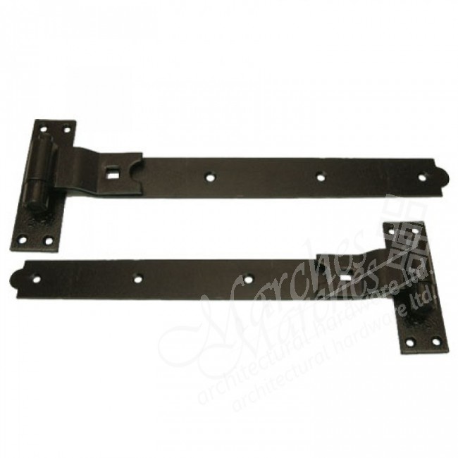 24" Cranked Hook & Band Hinges Black (pair) Hook & Band Hinges