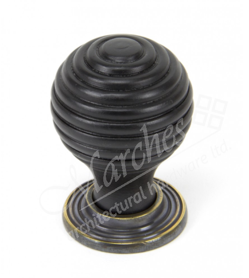 Ebony and Antique Brass Beehive Knob Wooden Knobs Knobs Fittings