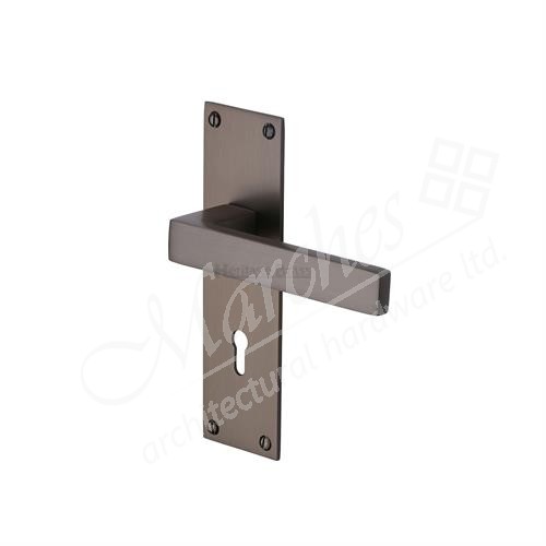 Straight Lever Handle on Backplate Matt Bronze Lever Handles on