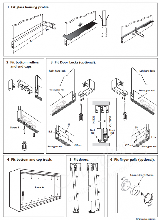 Zenith 6mm Twin Glass Sliding Door Track 1.2m Residential