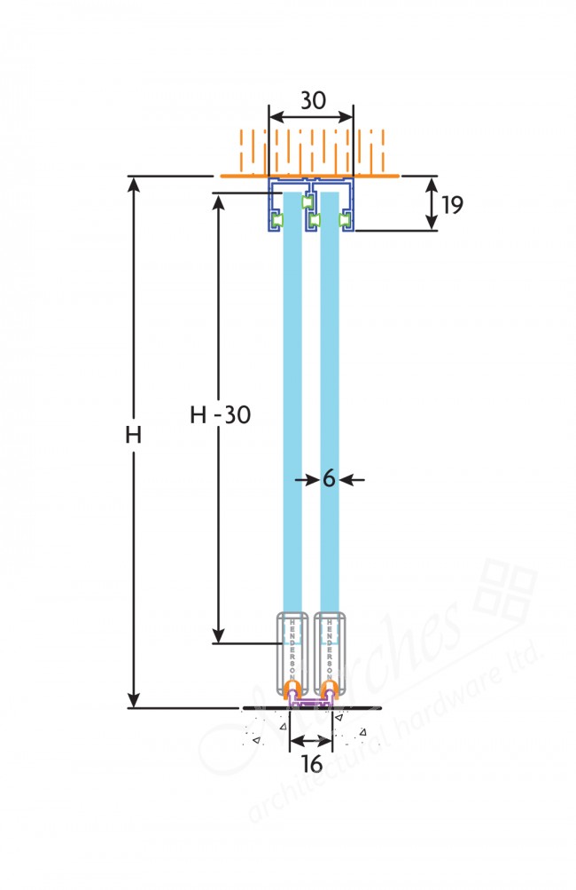 Zenith 6mm Twin Glass Sliding Door Track 1.8m Residential