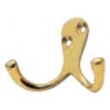 Victorian Double Robe Hook - Polished Brass