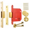 British Standard High Security Fortress 5 Lever Deadlock 76mm Keyed Alike - Brass 