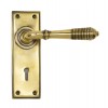 Reeded Lever Lock Set - Aged Brass