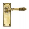Reeded Lever Latch Set - Aged Brass